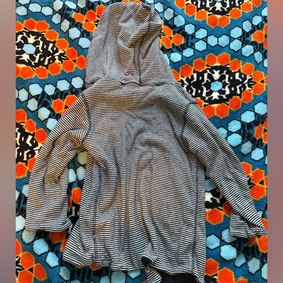 Splendid Boys Cotton Button Up Hooded Sweatshirt Navy & White Stripes - Picture 2 of 4